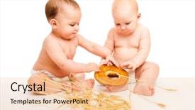  Presentation with toddler eating - Slides enhanced with baby playing food - two toddler boys eating bread background and a lemonade colored foreground