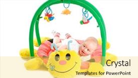  Presentation with happy baby - Beautiful presentation theme featuring baby playing in baby gym backdrop and a  colored foreground