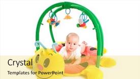  Presentation with baby toy - PPT theme featuring baby playing in baby gym background and a yellow colored foreground