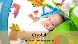  Presentation with baby toy - Slide deck with baby playing in baby gym background and a yellow colored foreground