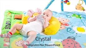 Presentation with baby toy - Theme consisting of baby playing in baby gym background and a light blue colored foreground