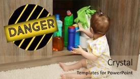  Presentation with accident - Colorful slide deck enhanced with baby playing with detergents backdrop and a coral colored foreground