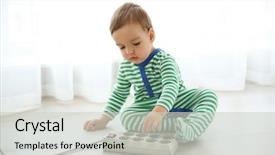  Presentation with electric power distribution systems - PPT layouts featuring baby playing with electric power background and a light gray colored foreground