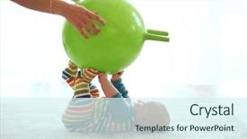  Presentation with gym ball - Amazing slide deck having baby playing with gymnastic ball backdrop and a sky blue colored foreground