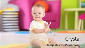  Presentation with musical instrument - PPT layouts having baby playing with musical instrument background and a lemonade colored foreground