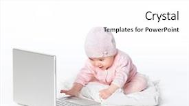  Presentation with baby book - Slide deck enhanced with baby playing with note book on white background background and a white colored foreground
