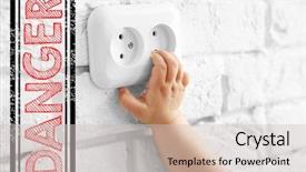  Presentation with preemie baby close up - Colorful slides enhanced with baby playing with power socket backdrop and a light gray colored foreground