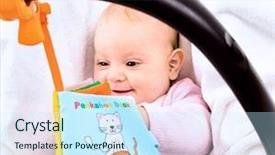  Presentation with baby book - Colorful PPT layouts enhanced with baby playing with story book backdrop and a cool aqua colored foreground