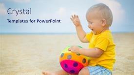  Presentation with baby toy - Colorful presentation theme enhanced with baby-playing-with-toy-ball backdrop and a sky blue colored foreground