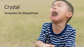  Presentation with person cry - Cool new slide deck with baby poor - asian little cry backdrop and a mint green colored foreground