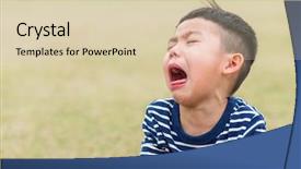  Presentation with person cry - Presentation design consisting of baby poor - asian little cry background and a lemonade colored foreground