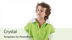  Presentation with poor child - Cool new presentation design with baby poor - beautiful child dressed as robin backdrop and a yellow colored foreground