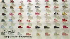  Presentation with poor child - PPT theme having baby poor - child shoes in shop background and a soft green colored foreground