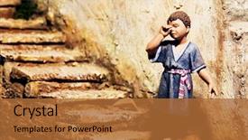  Presentation with arabic movies - Beautiful presentation featuring baby poor - figurine representing crying arabic child backdrop and a  colored foreground