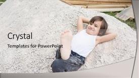  Presentation with teach kid - Slide set enhanced with baby poor - kid in sand background and a lemonade colored foreground