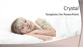  Presentation with sick building - PPT theme featuring baby poor - sick girl lying in white background and a  colored foreground