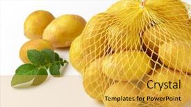  Presentation with baby - Colorful slide set enhanced with baby potatoes in netting sack backdrop and a yellow colored foreground