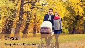  Presentation with fall season - Amazing theme having baby pram in autumn backdrop and a gold colored foreground