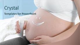  Presentation with pregnant woman - PPT layouts with baby products - closeup of pregnant woman background and a  colored foreground