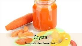  Presentation with baby food - Presentation theme featuring baby puree with nipple background and a yellow colored foreground