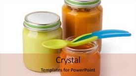  Presentation with baby food - Amazing PPT theme having baby puree with spoon isolated backdrop and a red colored foreground