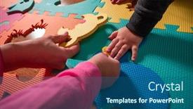  Presentation with puzzle family - PPT layouts featuring baby-puzzle-with-colourful-letters background and a ocean colored foreground