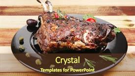  Presentation with ribs - Slides enhanced with baby ribs served on plate background and a tawny brown colored foreground