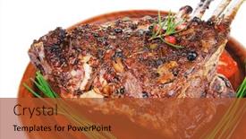  Presentation with ribs - Presentation enhanced with baby-ribs-served-on-wood background and a red colored foreground