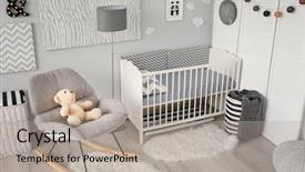  Presentation with baby fashion - Beautiful PPT theme featuring baby room interior with crib backdrop and a  colored foreground