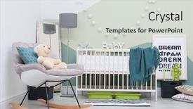 Presentation with baby ultrasound and stetoscope - PPT layouts enhanced with baby room with crib background and a light gray colored foreground