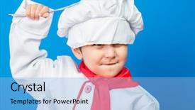  Presentation with cook chef - Cool new PPT layouts with baby s nutrition - little boy in a suit backdrop and a light blue colored foreground