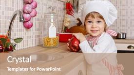  Presentation with old people help the people - Presentation consisting of baby s nutrition - little girl in apron background and a coral colored foreground