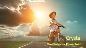  Presentation with road safety - PPT theme having baby safety - child seating on the orange background and a coral colored foreground