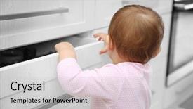  Presentation with filipino child playing - Amazing PPT layouts having baby safety - little child playing with drawer backdrop and a light gray colored foreground