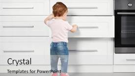  Presentation with filipino child playing - Beautiful slides featuring baby safety - little child playing with drawer backdrop and a light gray colored foreground