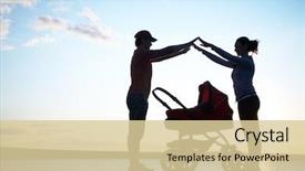  Presentation with child safety - Theme enhanced with baby safety - silhouettes of parents protect their background and a lemonade colored foreground