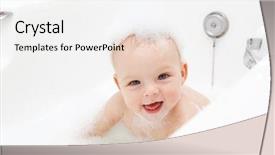  Presentation with baby bath - PPT theme consisting of baby shampoo - beautiful kid in bath background and a white colored foreground