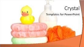  Presentation with sponges - PPT layouts featuring picture of couple in spa salon lying on the massage desks background and a lemonade colored foreground