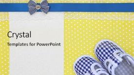  Presentation with baby shower baby shoes - Beautiful presentation theme featuring baby shoes and blank banner backdrop and a blonde colored foreground