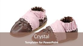  Presentation with baby shoes - Beautiful slides featuring baby shoes isolated on white background backdrop and a violet colored foreground