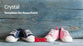  Presentation with baby shoes - Amazing slide set having baby shoes on a wood backdrop and a gray colored foreground