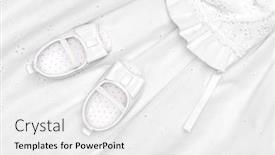  Presentation with baptism - Theme featuring baby-shoes-on-an-infant background and a white colored foreground
