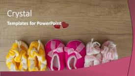  Presentation with baby shoes - Presentation enhanced with baby-shoes-or-baby-foot background and a coral colored foreground