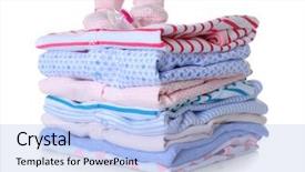  Presentation with baby clothes - PPT layouts featuring baby shoes pile of clothes background and a light blue colored foreground