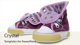  Presentation with baby shoes - Beautiful PPT theme featuring baby shoes backdrop and a soft green colored foreground