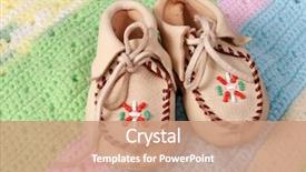  Presentation with baby shoes - Cool new presentation theme with baby shoes backdrop and a coral colored foreground