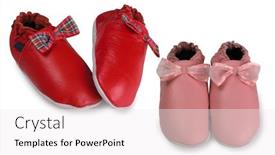  Presentation with baby shoes - Cool new presentation theme with baby shoes backdrop and a sky blue colored foreground