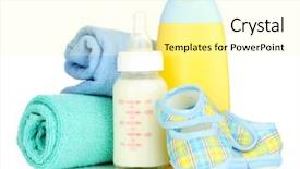  Presentation with white milk - Beautiful presentation theme featuring foodborne - bottle of milk pacifier shampoo backdrop and a blonde colored foreground