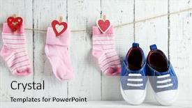  Presentation with baby shower baby shoes - Amazing presentation theme having girl baby shower - cute toddler shoes and socks backdrop and a light gray colored foreground