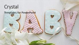  Presentation with babyshower - Cool new theme with baby shower cookies on table backdrop and a  colored foreground